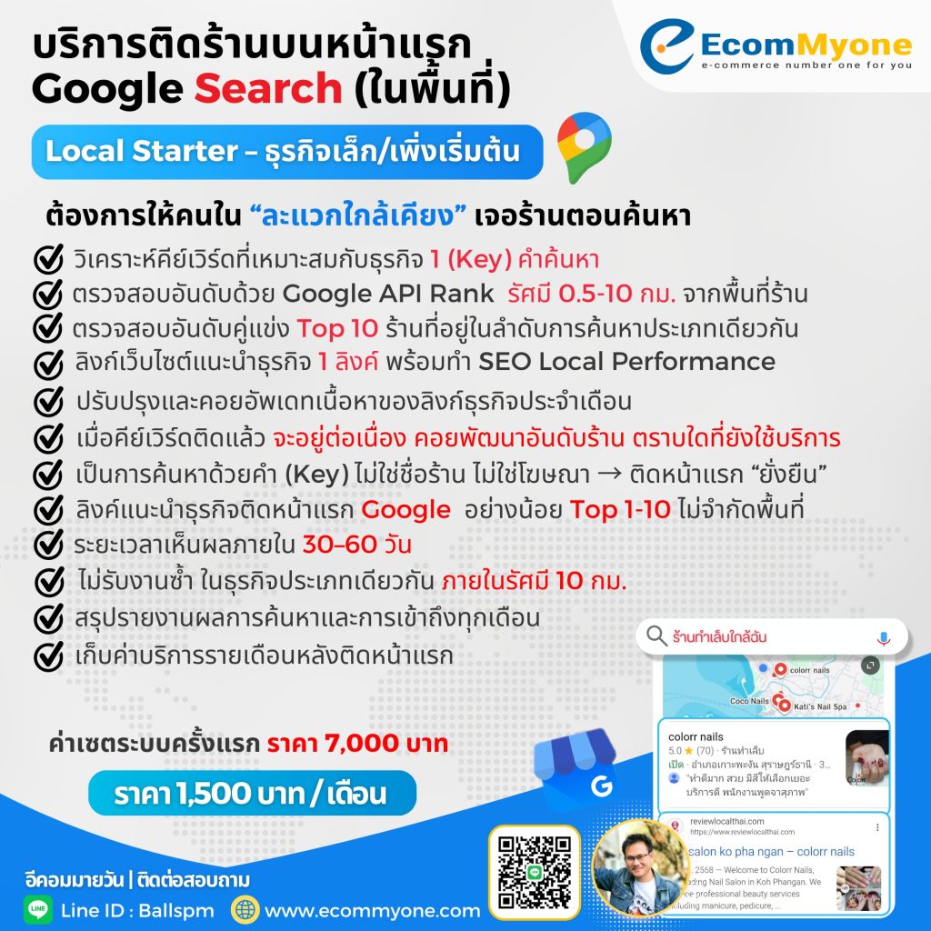 บริการทำร้านติดหน้าแรก Google ให้ธุรกิจของคุณเจอลูกค้าในพื้นที่ 8 2. Local Starter – ธุรกิจเล็ก เพิ่งเริ่มต้น