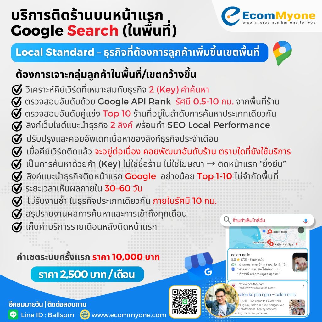 บริการทำร้านติดหน้าแรก Google ให้ธุรกิจของคุณเจอลูกค้าในพื้นที่ 9 3. Local Standard – ธุรกิจที่ต้องการลูกค้าเพิ่มขึ้นเขตพื้นที่
