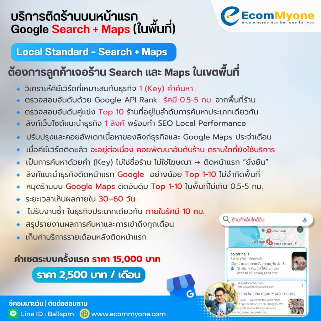 บริการทำร้านติดหน้าแรก Google ให้ธุรกิจของคุณเจอลูกค้าในพื้นที่ 8 1. Local Standard – Search Maps